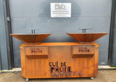 Double Plancha en acier corten personnalisée avec le logo Cul de poule