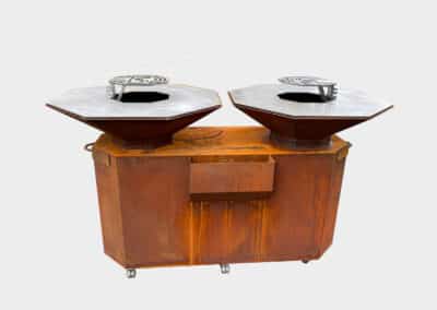 Double plancha en acier corten vue de face